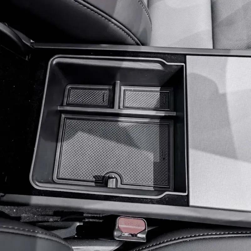 For Tesla Model 3 -2025 Model Y 2025 ABS Black Car Center Console Armrest Storage Box Organizer Interior Ccr Accessories