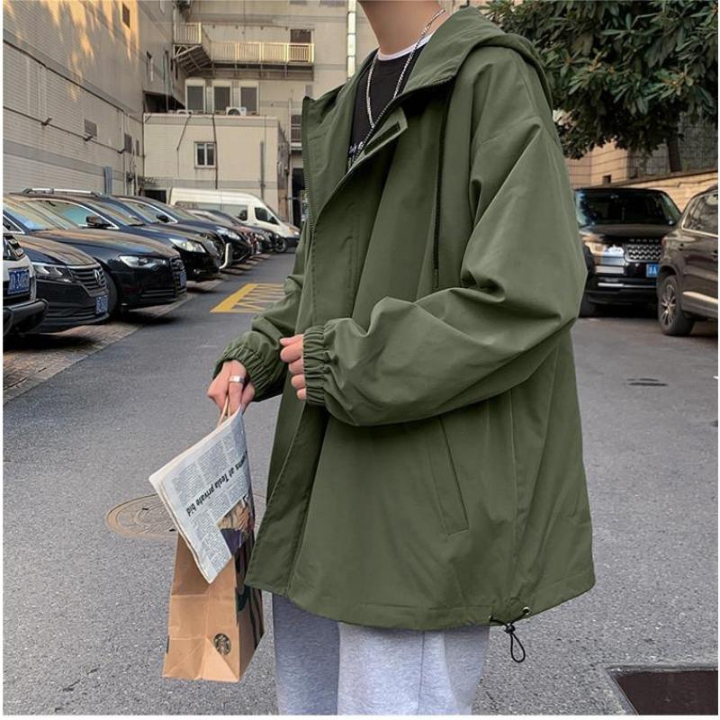 Men S Loose Hooded Windproof Hong Kong Style Jacket