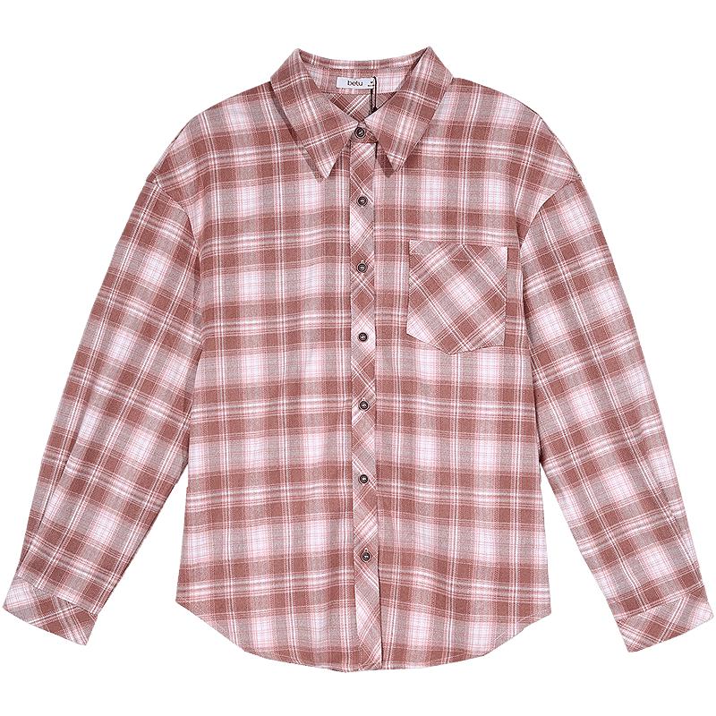 Betu Women's 2025 Winter Stylish Plaid Long Sleeve Shirt