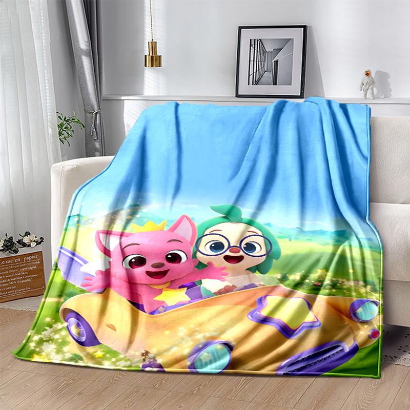 pinkfong Flannel Blanket Soft Warm All-Season Throw, Design for Camping, Car Travel, Hiking Sofa, Bed, Office Perfect Gift for Parties