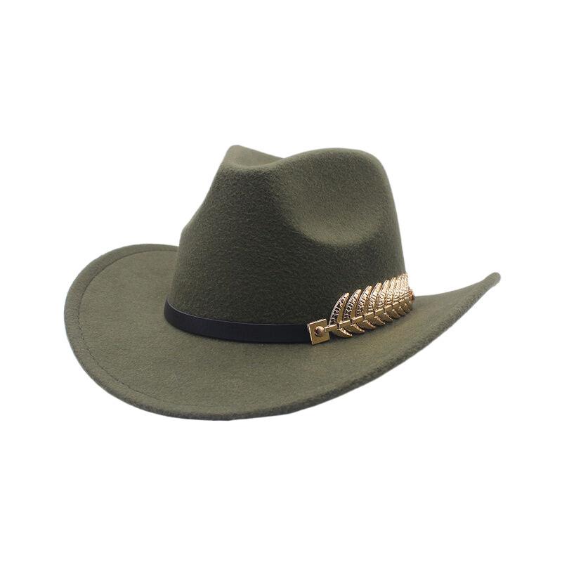 Autumn and winter woolen top hat, fish bone accessories, retro men's and women's hats, gentlemen's jazz curved brim felt hats