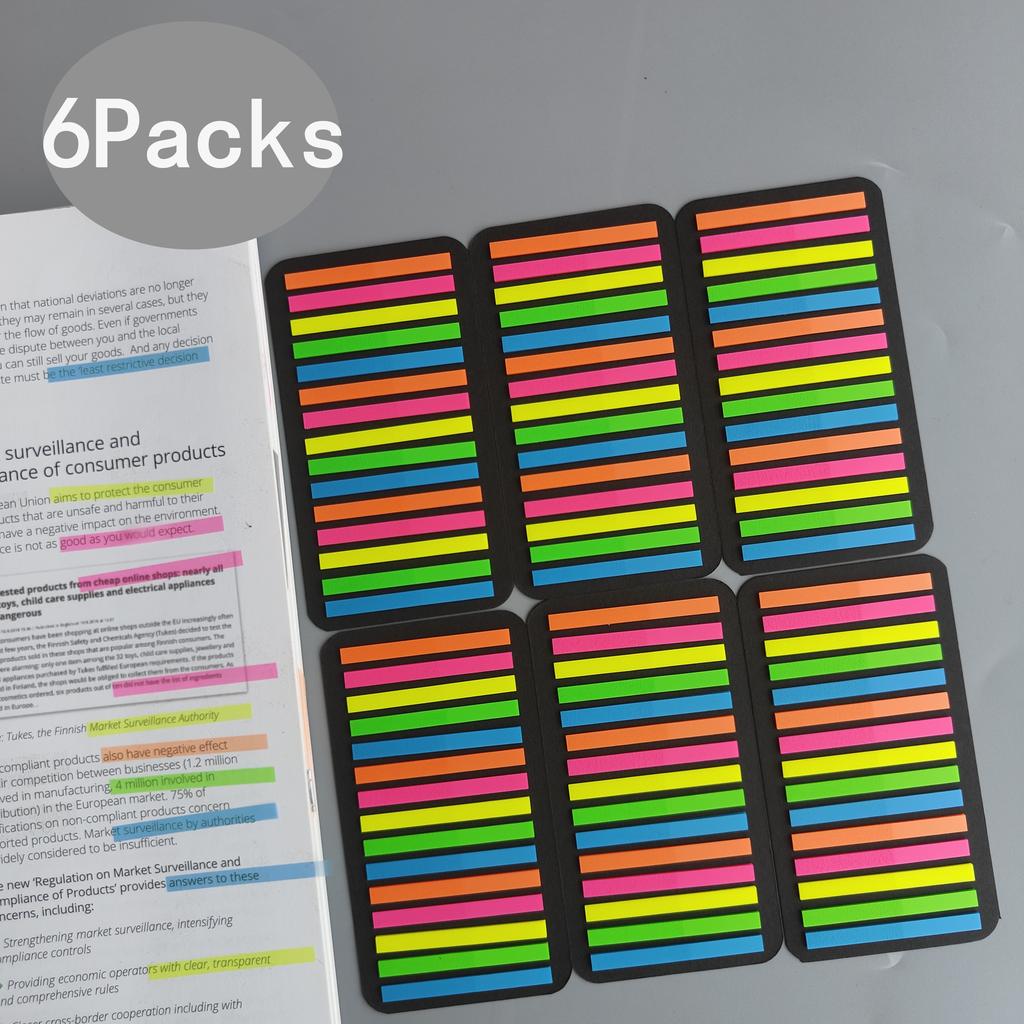 6 Packs Transparent Sticky Notes Tab Self-Adhesive Kawaii Clear Bookmarkers Annotation Books Page Marker Stationery