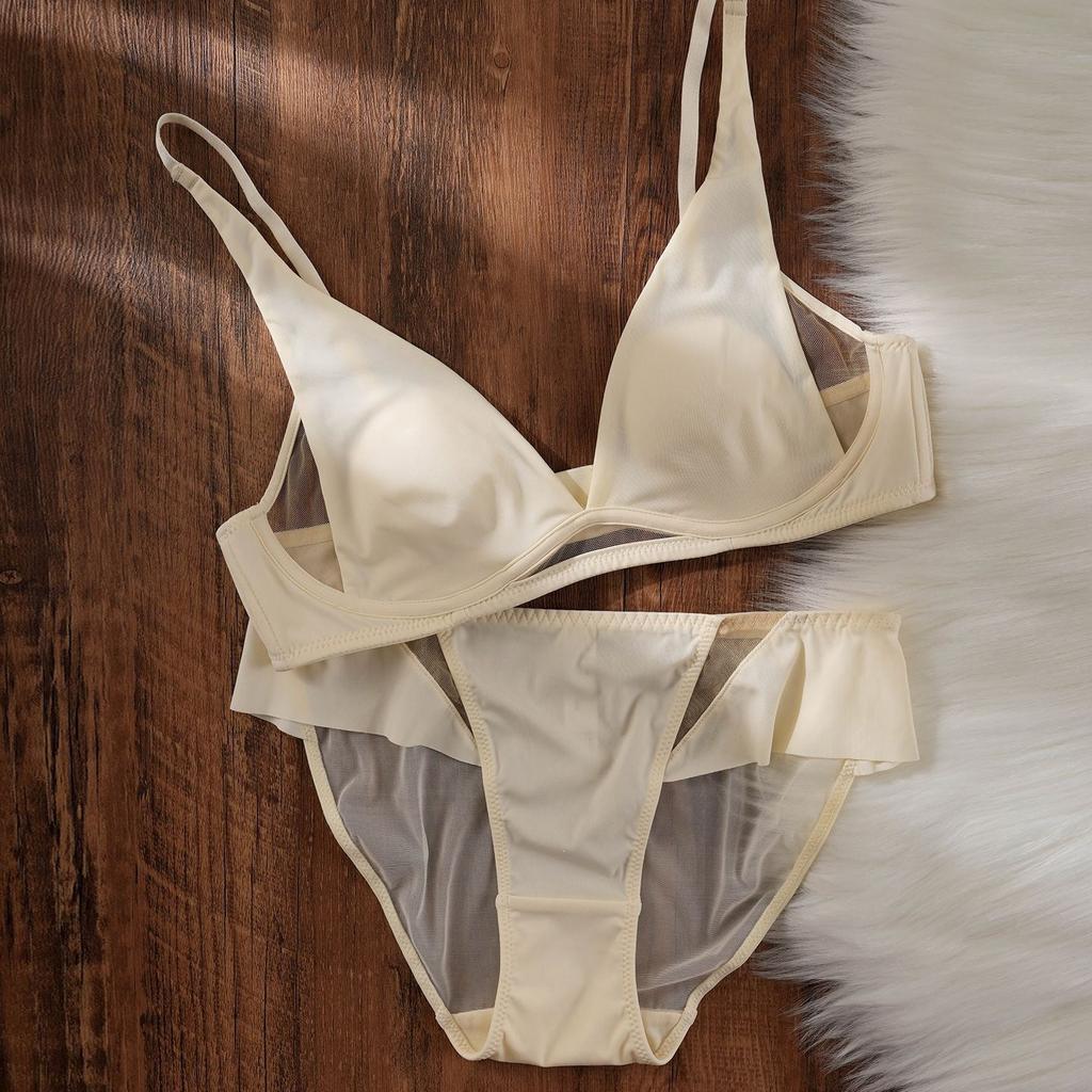 Small Milk Skin Summer Seamless Breathable Rabbit Ear Underwear Women's Micro-gathering No Steel Ring Anti-sagging Breast Bra