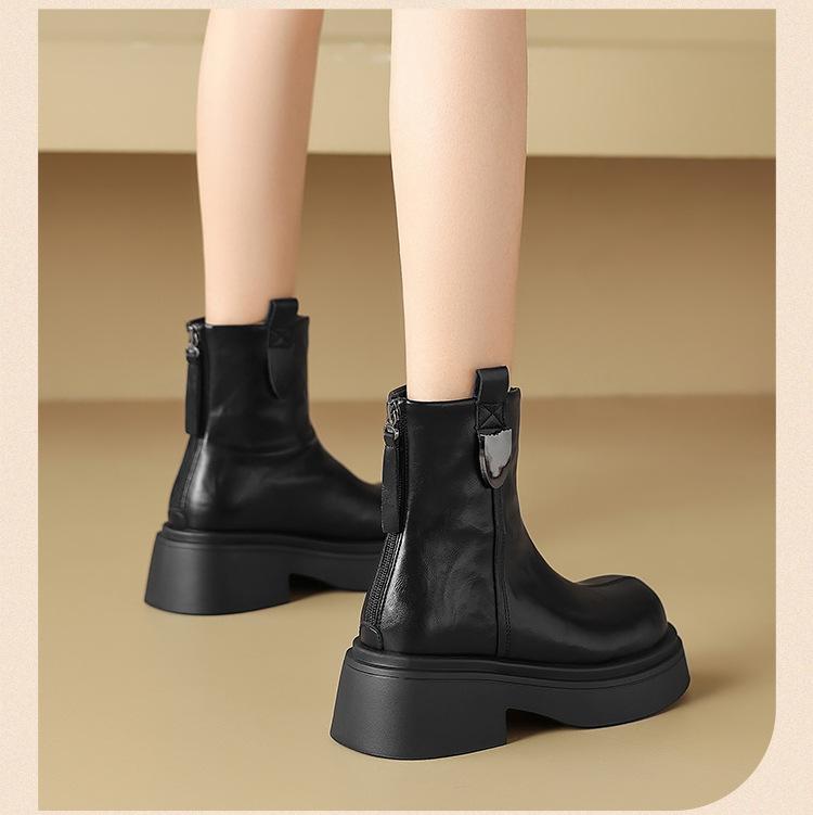 Autumn and winter retro fashion thick-soled heightening Martin boots women's small fashion temperament thick heel thin boots