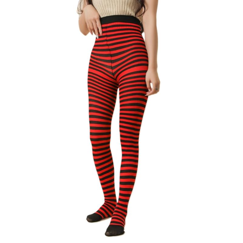 Damen Weihnachten Halloween Gestreifte Strumpfhosen Hoher Bund Vollständig Lange Strumpfhosen Leggings Strümpfe Cosplay Kostüm Zubehör