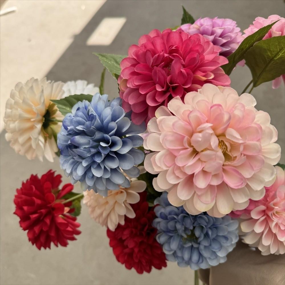 New Silk Artificial Dahlia Flowers Decorative Floral Chrysanthemum Fake Flower Bouquet Artificial Faux Plants Flower Arrangement