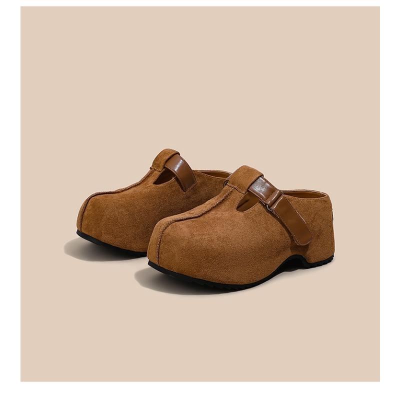 

Мода 2025 Новые Баотоу Полушлепанцы Женские Для Улицы Осень Все-сочетаемые Платформа Увеличенная Французские Туфли Мэри Джейн 39