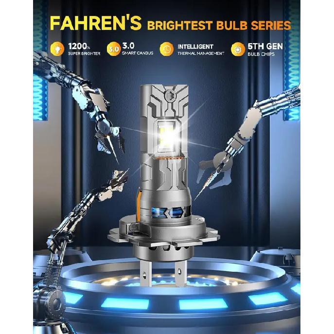 

FAHREN 2PCS H7 LED CANBUS Light Bulbs,75000LM 1:1 Mini Size Plug and Play,6500K Cool White H7 Fog Light Bulbs with Cooling Fan H7
