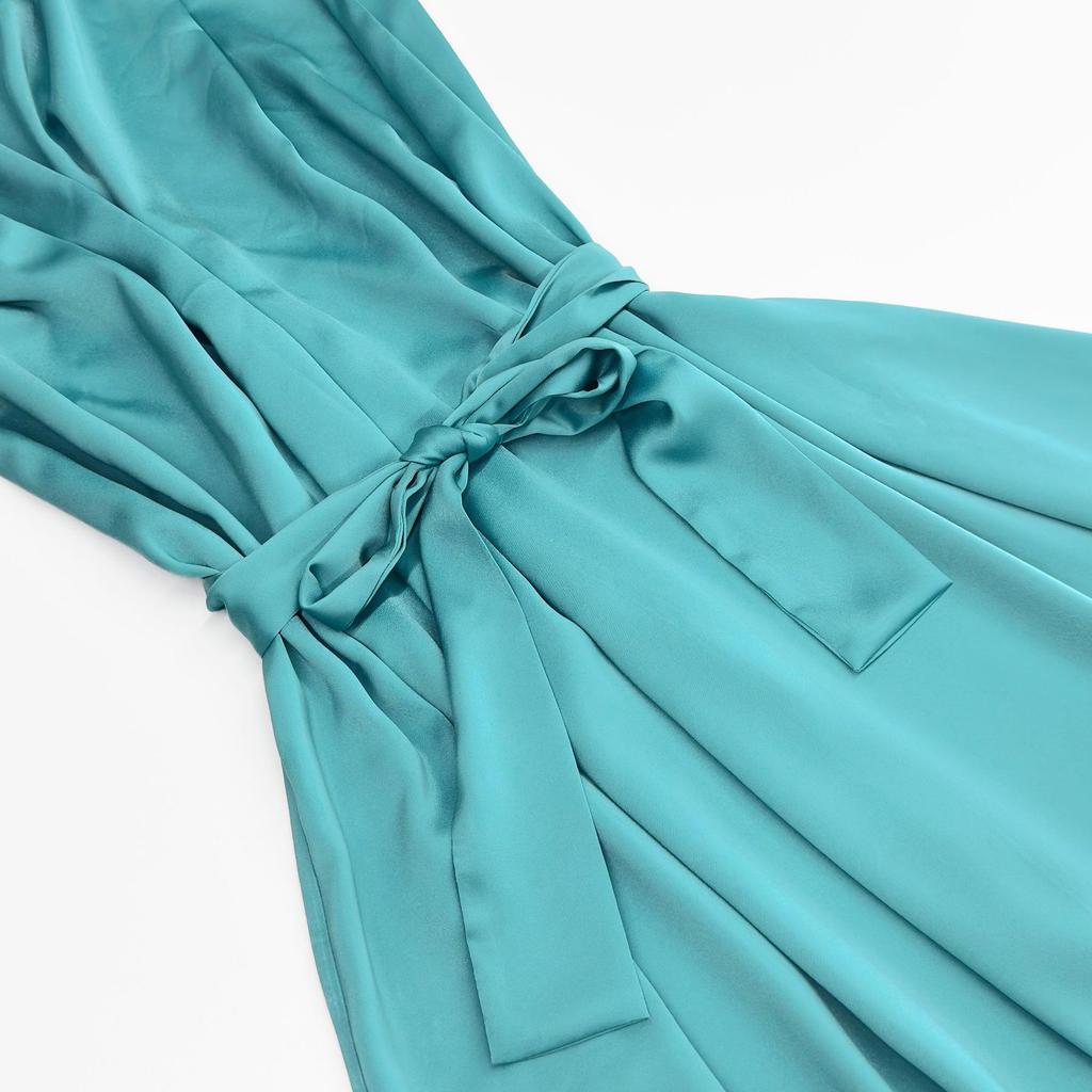 Satin V-Neck Casual Robe Dress - 2025 European & American Autumn Collection