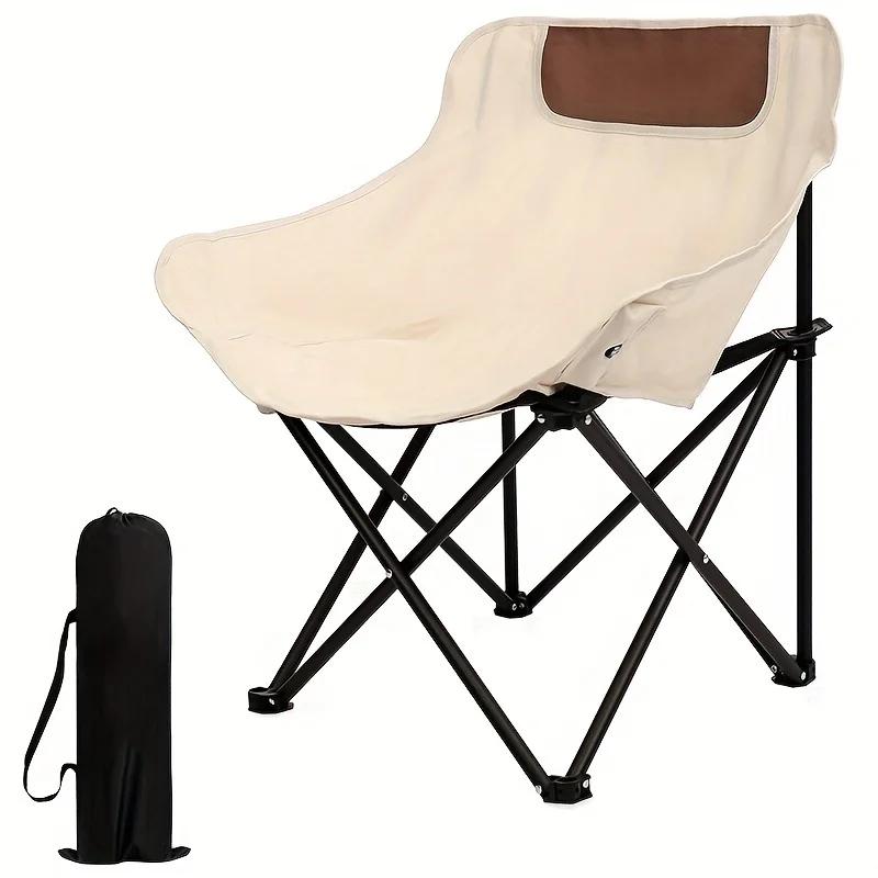

Oversized Camping Chair with Side Pocket, Foldable Oxford Cloth Portable Chair for Beach Picnic Fishing Outdoor Q15684QQ-