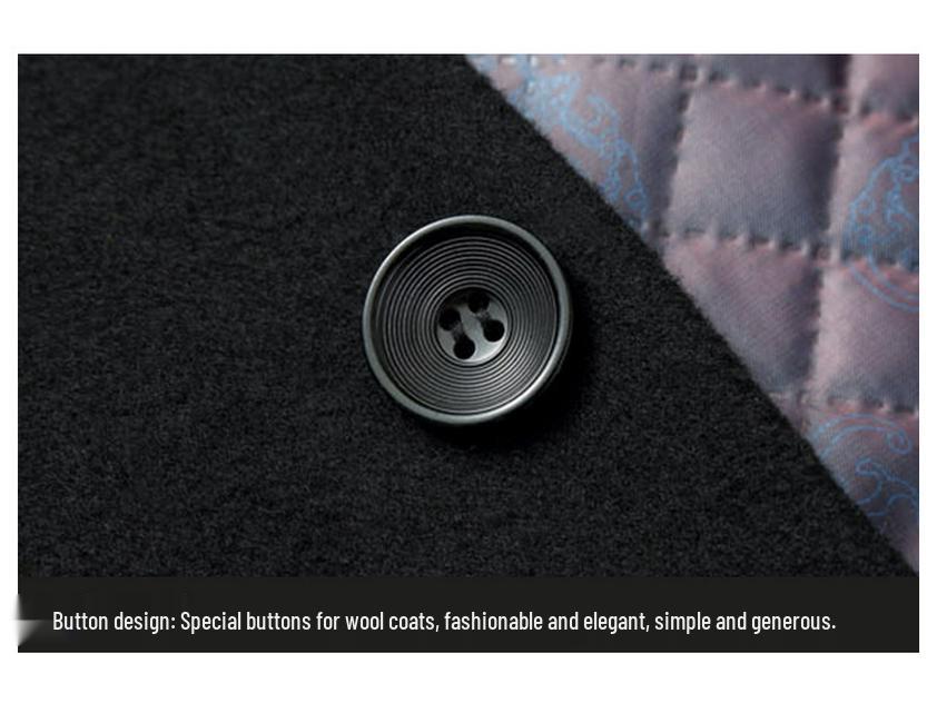 Middle-Aged Men's Korean Style Slim-Fit Woolen Overcoat for Autumn and Winter