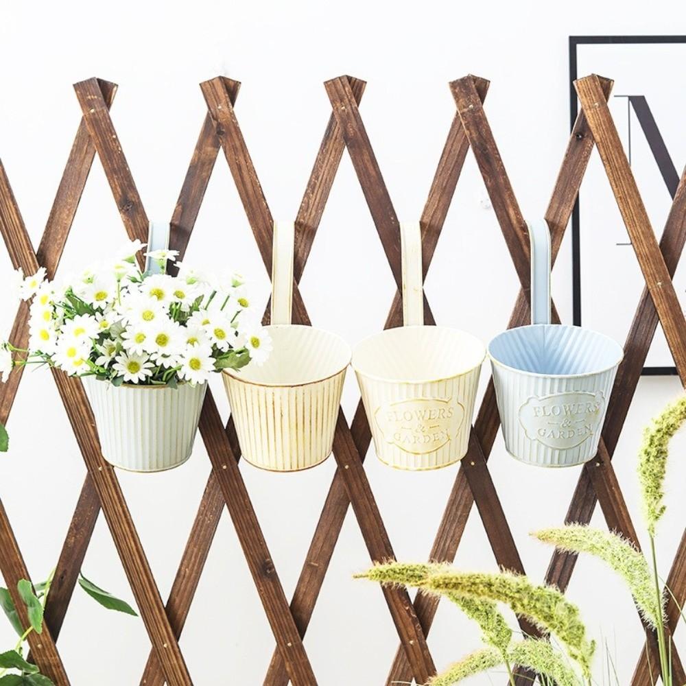 Garden Supplies Metal Hanging Flower Pots with Hooks Drainable Hanging Planter Wall Mounted Wall Hanging Basket Wall Fence