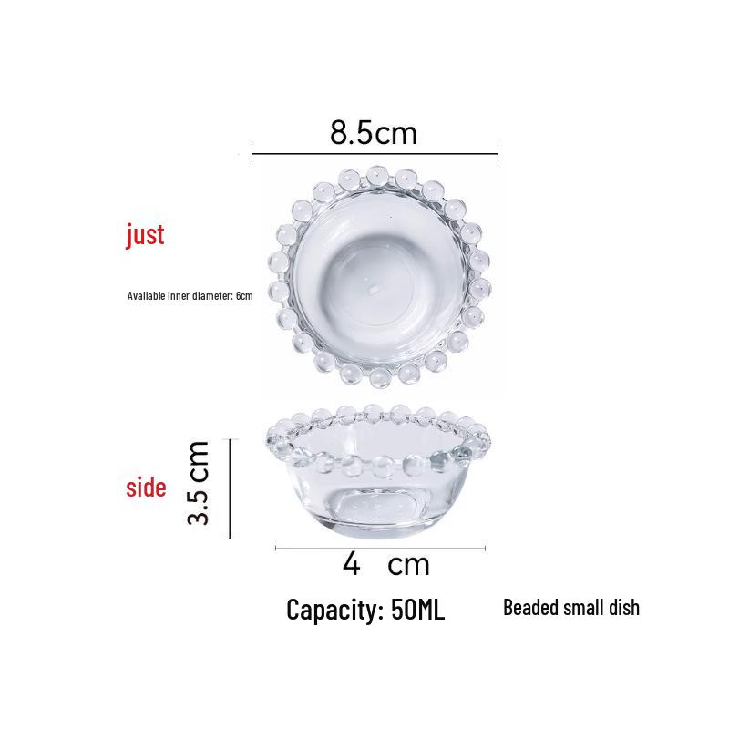 

Retro Pearl Edge Glass Dessert & Cake Plate, Round Bead Edge Glass Bowl, Salad & Breakfast Plate