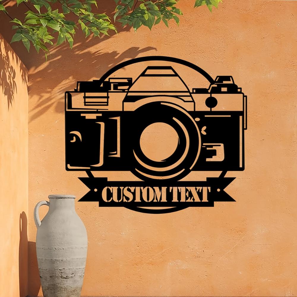 Arte de Pared de Metal Cámara Fotógrafo Letrero con Nombre Decoración Personalizada para el Hogar Regalo para Amantes de la Fotografía