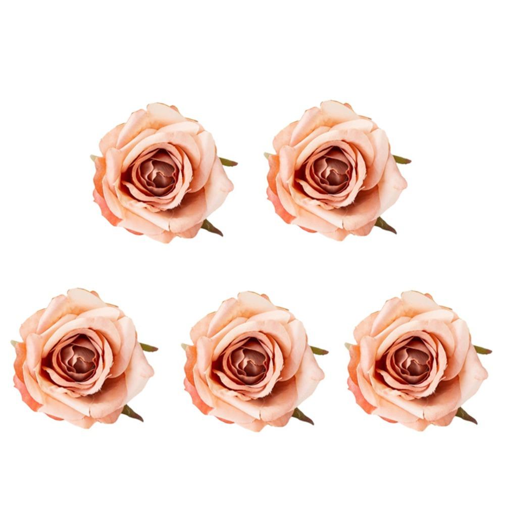

5Pcs Lifelike Artificial Rose Flower DIY 7cm Artificial Flower Fake Flowers for Wedding garden festival party Wreath Headdress бежевий