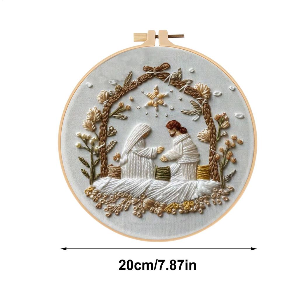 Christmas Embroidery Christmas Nativity Needlework Patterns Kits With Hoop Easy Thread Crafting Needle For Beginners Girls Kids