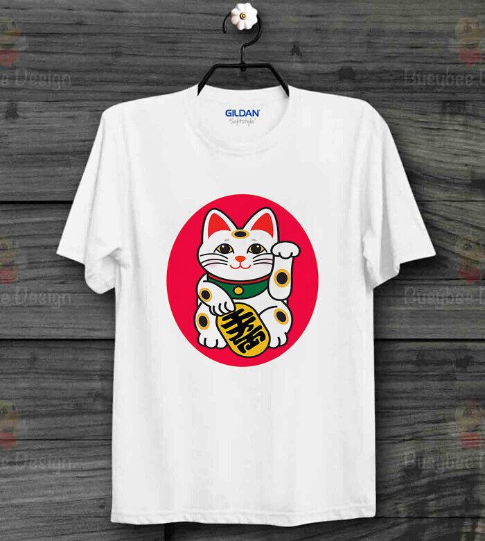Maneki Neko Lucky Cat T Shirt Japanese Chinese Tee Top Ideal Gift Unisex Tee Top
