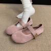 Suede red light mouth single shoes female spring and autumn new retro gentle fairy style casual soft flat Mary Jane shoes