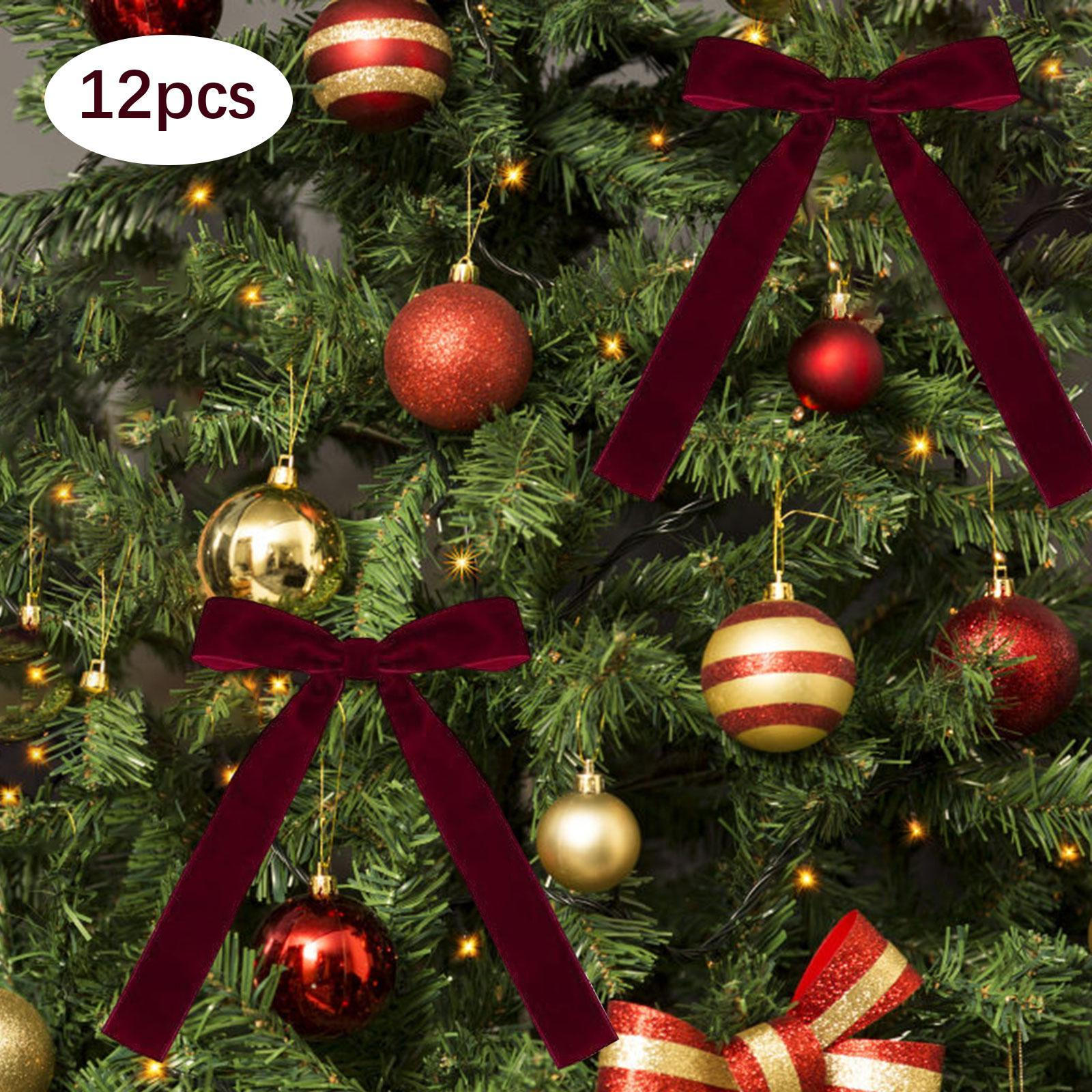 

Набор из 12 рождественских бантов для упаковки и украшения подарков к праздникам темно-красного