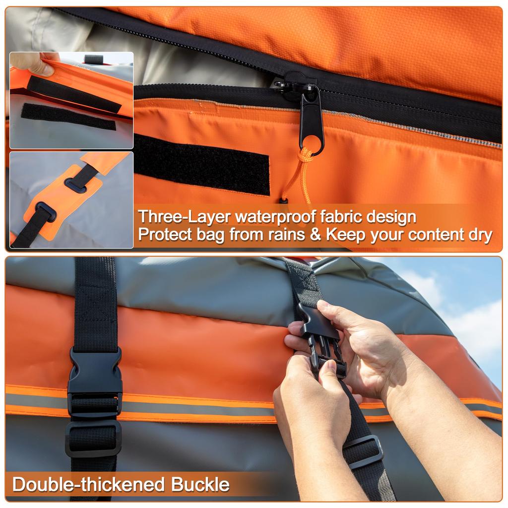 uxcell 15 Cubic Feet Car Roof Waterproof Cargo Carrier with Mat and 6 Door Suitable for Vehicles with or without a Rack Bag, Anti-Slip Hooks,