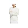 Adidas Solid Color Logo Embroidered Striped Design Round Neck Pullover Long Sleeve Sweatshirt Women sweatshirt White HN4578