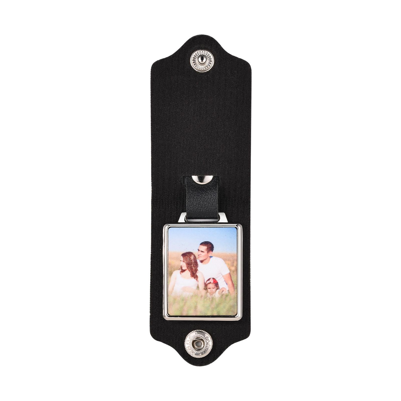 

Personalized Photo Picture Leather Keychain, Free Engrave Text Image On Keyring, Customizable Chains for Husband Dad Gift