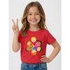 Girls Harmony Day Theme Print Crewneck Casual Short Sleeve Tee