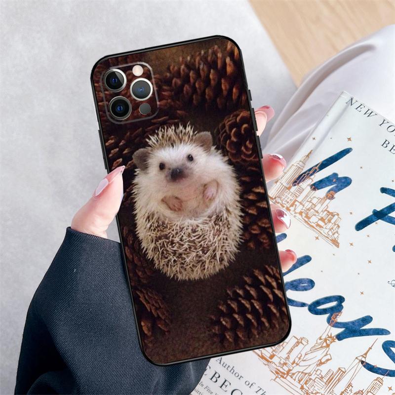 Cute Little Hedgehog Phone Case For iPhone 15 16 Pro Max 11 12 13 Mini 14 Pro Max XR 15 16 Plus 16e Cover Coque