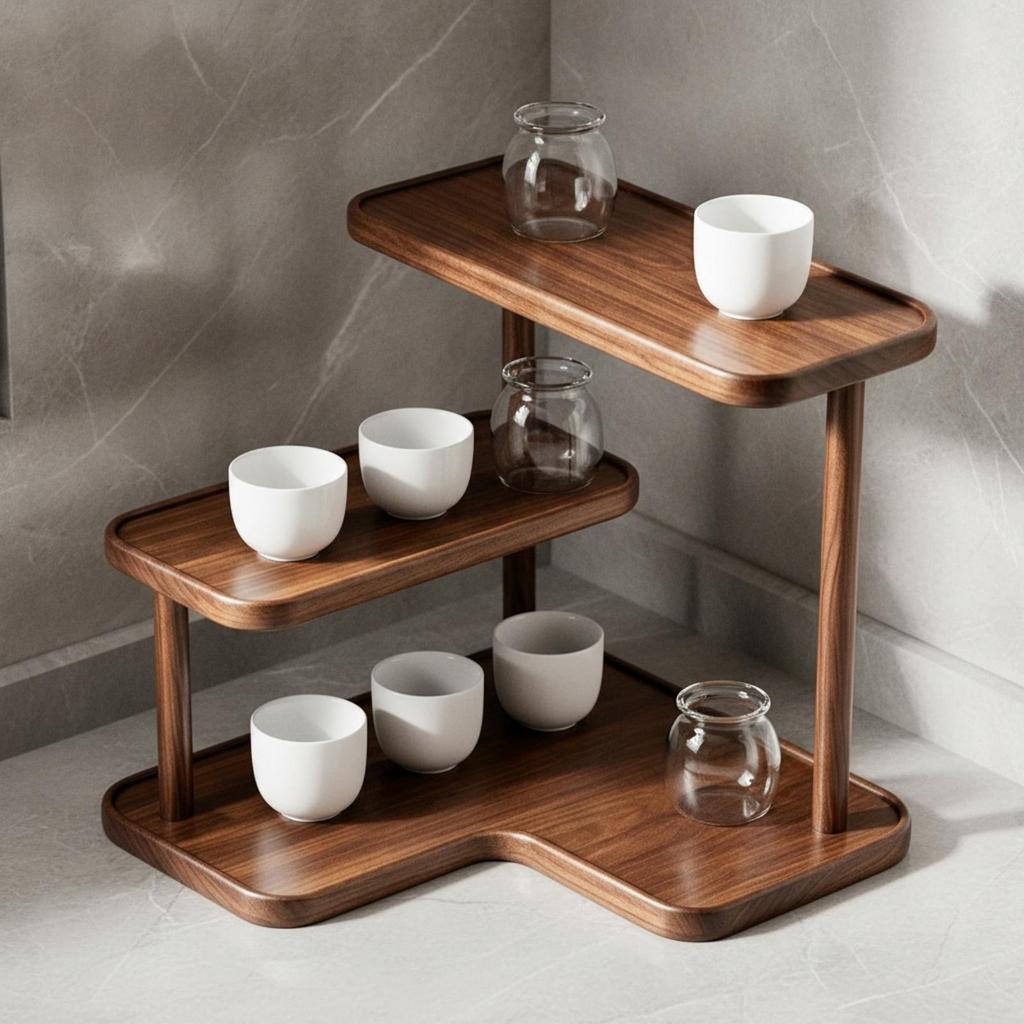 Freestanding 3-Tier Corner Tabletop Rack Tiered L-Shaped Display
