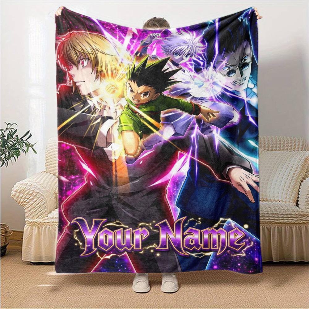 Name Custom Anime Hunter X Hunter Print Flannel Blanket High Quality Warm Comfortable Cover for All Seasons Perfect for Gifts Home Decor