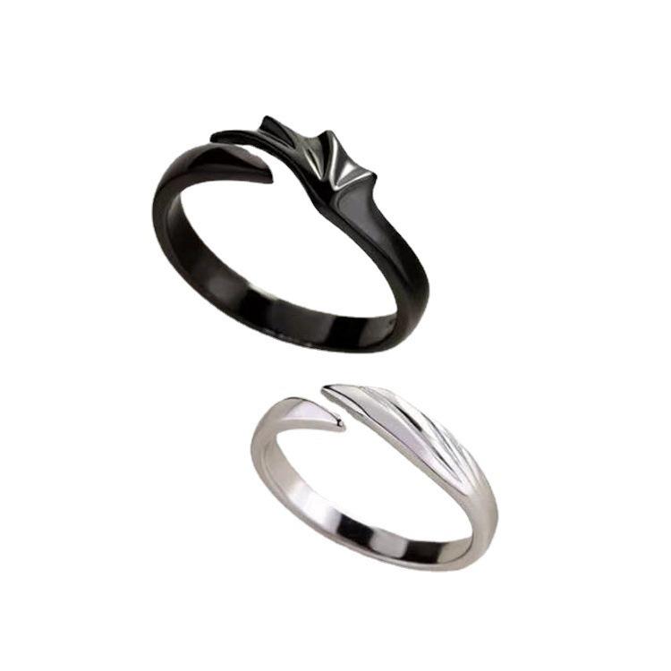 Angel & Demon Wing Couple Rings: European & American Style, Personalized Openable Thai Silver Rings
