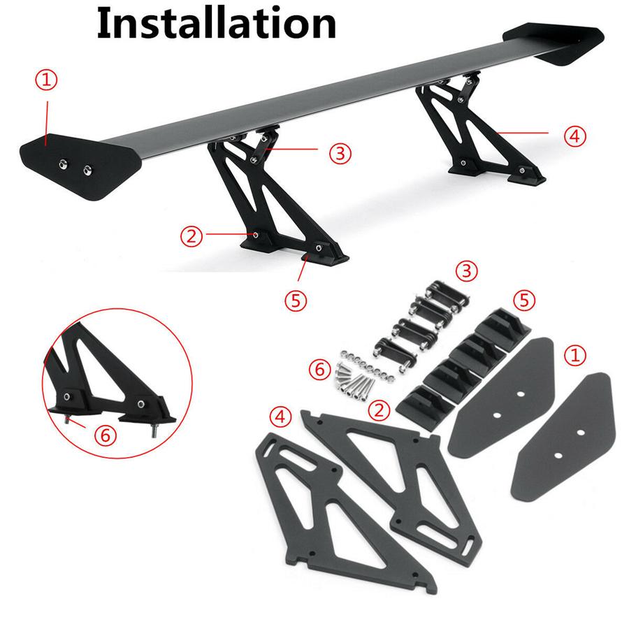 Universal Hatch Aluminum Adjustable Trunk GT Style Rear Trunk Wing Spoiler Black