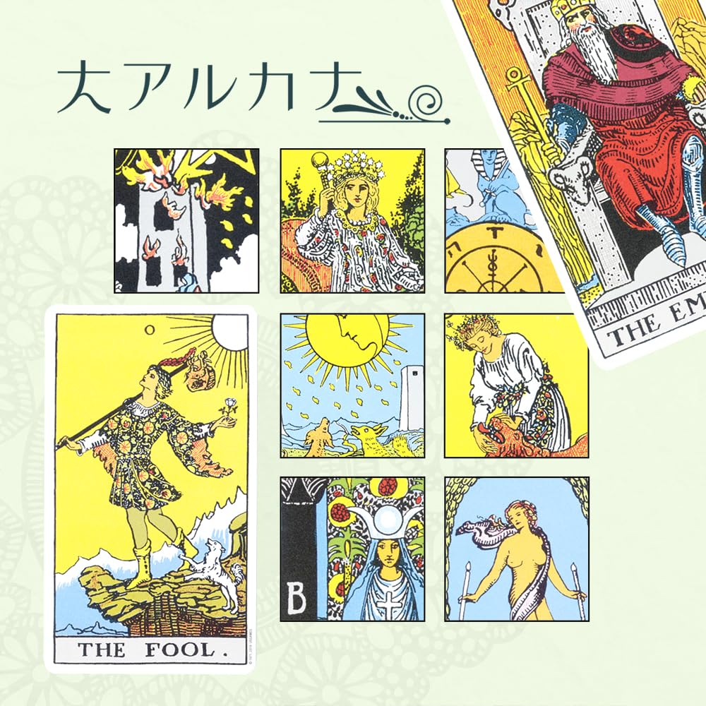 Authentic Tarot Decks with Japanese Fortune Games 78-Card Rider-Waite (78 Cards) Instructions. 100% Plastic. Cards. U.S. Systems, Inc.