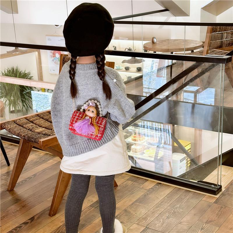 Stylish Korean Children's Bag Adorable Princess Pearl Handbag For Daily Use