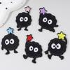 baizihuahu 6 Pcs Cartoon Embroidered Patches, Iron on Sew Decorative Appliques, Cute Black Ball Patches for Clothes Bags Hats Repairing Holes
