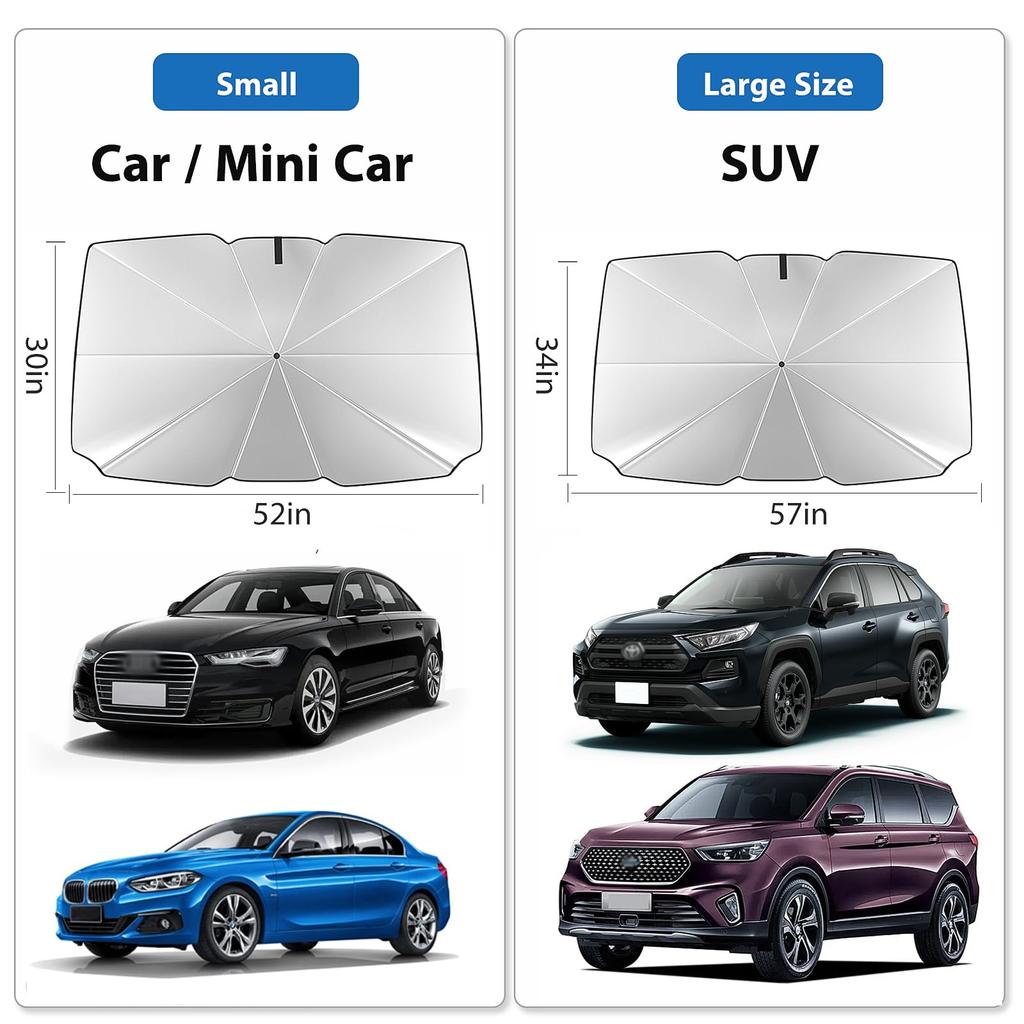 2024 Car Windshield Sun Shade Umbrella Foldable Sunshade Front Window Cover for UV Block Heat Protection Protector ParasolWindshield Sunshades 1