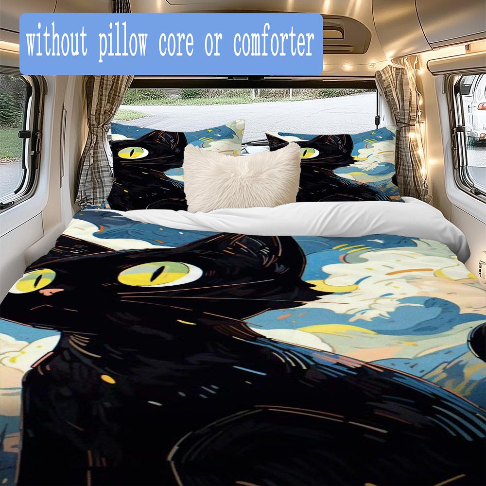 Cat art Pattern Bedding,Quilt Set Quilt Cover Pillowcase Home Birthday Gift (1*duvet cover+2*pillowcase,without core)ZSJT0917311