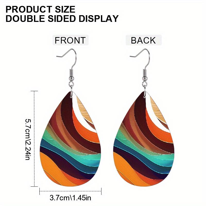 2 Pairs Unique Abstract Multicolor PU Leather Earrings Fashion Earrings Lightweight & Trendy for Daily Wear Elegant Earrings Party Earrings