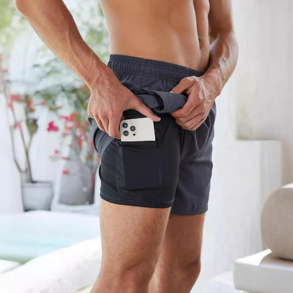 2025 Anti-Embarrassment Men's Double-Layer Beach and Sports Shorts