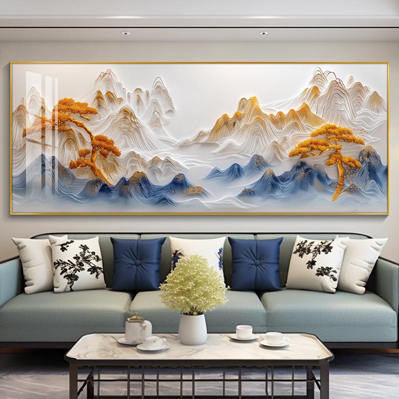 Eastern Aesthetics Landscape Painting Living Room with Hanging Paintings and Backrests Decorative Paintings Posters Home Decor