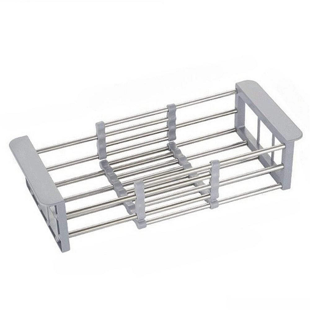 

Dish Drying Rack Stainless Steel Dish Drainer with Adjustable Holder Multifunctional Kitchen Sink Organizer for Vegetable Fruit серый
