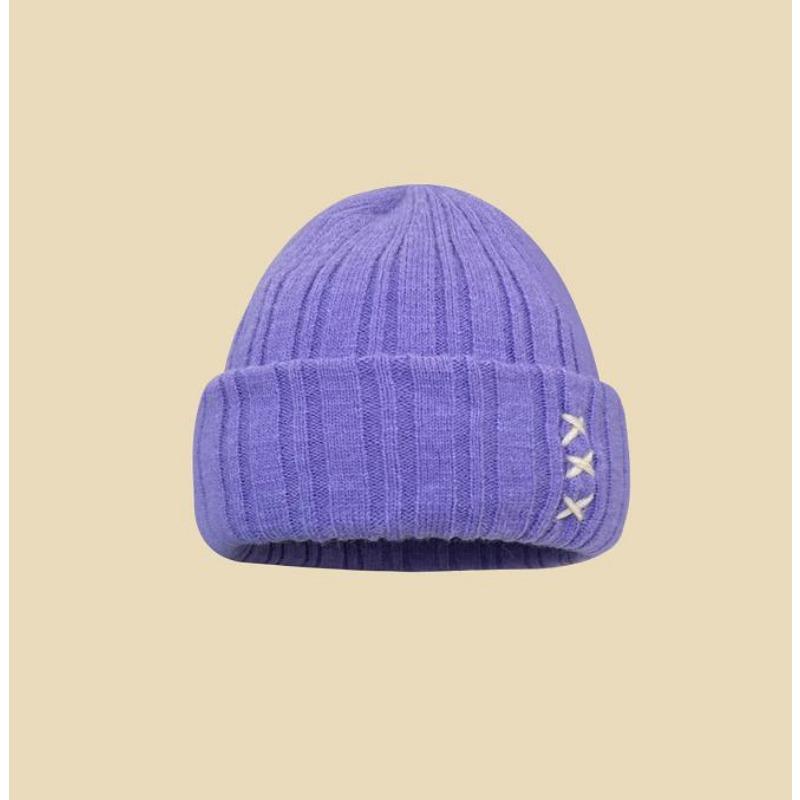 Women's Autumn and Winter Versatile Japanese Letters In Winter Baotou Ear Protection and Warm Cold Hat Men's Face Showing Small Knitted Hat