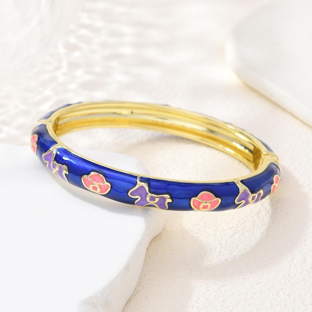 Chinesischer Stil Vintage Cloisonné Armreif Traditionelles Damen-Handarmband Glasierter Armreif Mädchen
