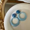 Simple temperament retro sky blue geometric large circle earrings women, new Mori circle earrings temperament earrings