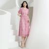 Value Benefits Printed Dress for Summer Slimming, V-neck Style, Thin Long Dress