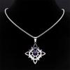 Wicca Celtic Knot Triple Moon Goddess Necklace Stainless Steel Natural Stone Witch Amulet Chain Necklaces Jewelry Collar