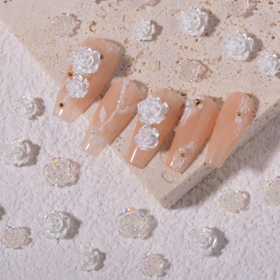 30Pcs Flower Nail Decor Glitter Stylish Nail Accessories Artificial Flower Nail Art Stud