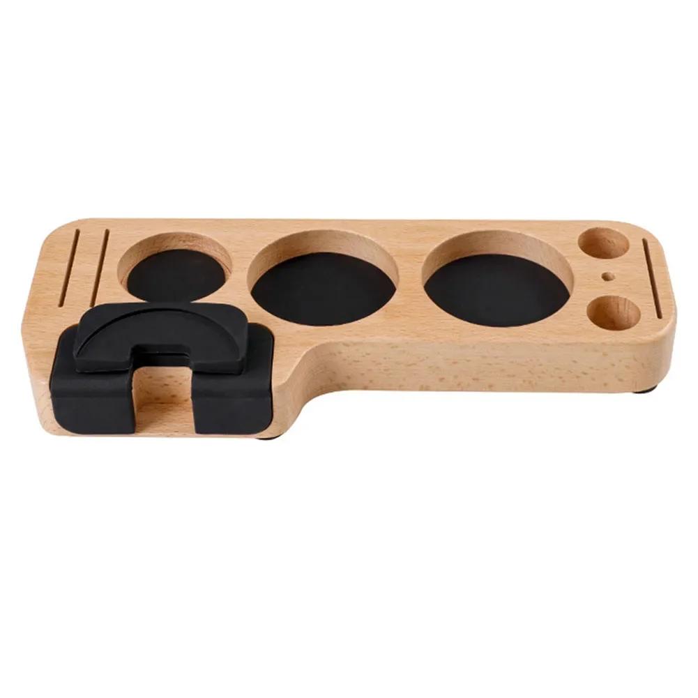 Universal Wooden Coffee Tamper Stand Presser Holder For Espresso Puck Screen Tamping Station Distribution Lever Tool Tamper Mat