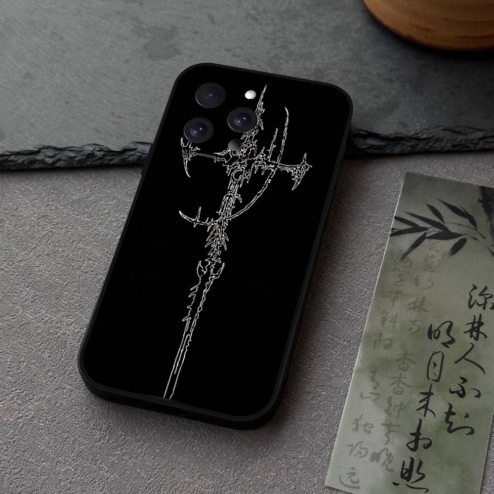 Cyber Sigil Cross Phone Case For IPhone 17,16,15,14,13,12,11 Plus,Pro,Max,XR,XS,X,7,8 Plus,Mini Black Silicone Soft