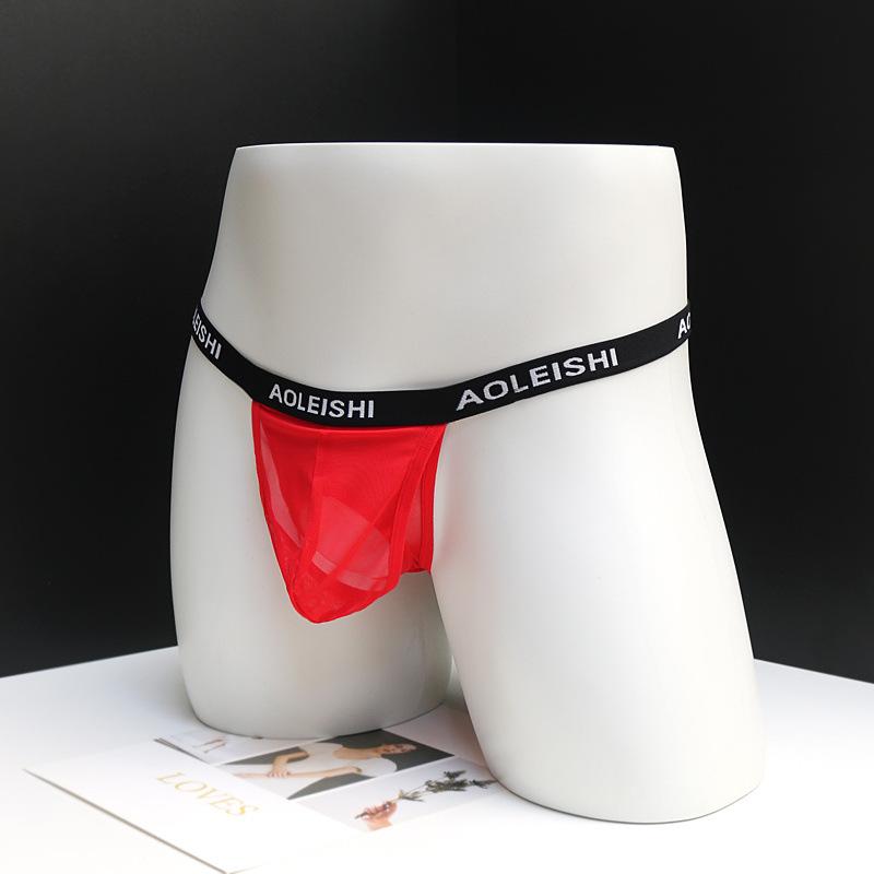 Sissy Gay Lingerie Men Open Front Underwear For Play Naughty Separate Pouch Jockstraps Semi See Through Mesh Hollow Butt Panties